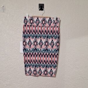 Stylish Geometric Pencil Skirt - Pink and Blue